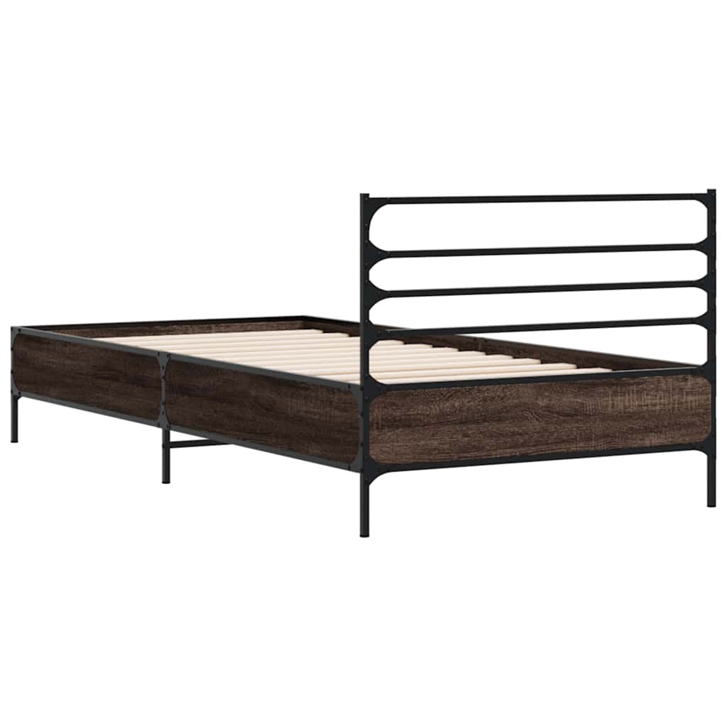 Okvir za krevet smeđi hrast 100x200cm konstruirano drvo i metal