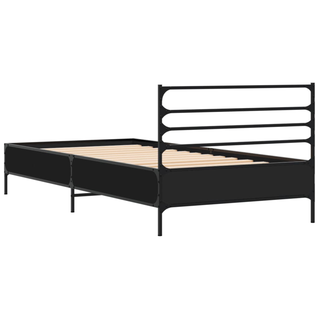 Okvir za krevet crni 75 x 190 cm od konstruirano drvo i metal