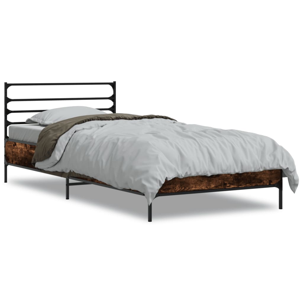 Okvir kreveta boja hrasta 75 x 190 cm konstruirano drvo i metal