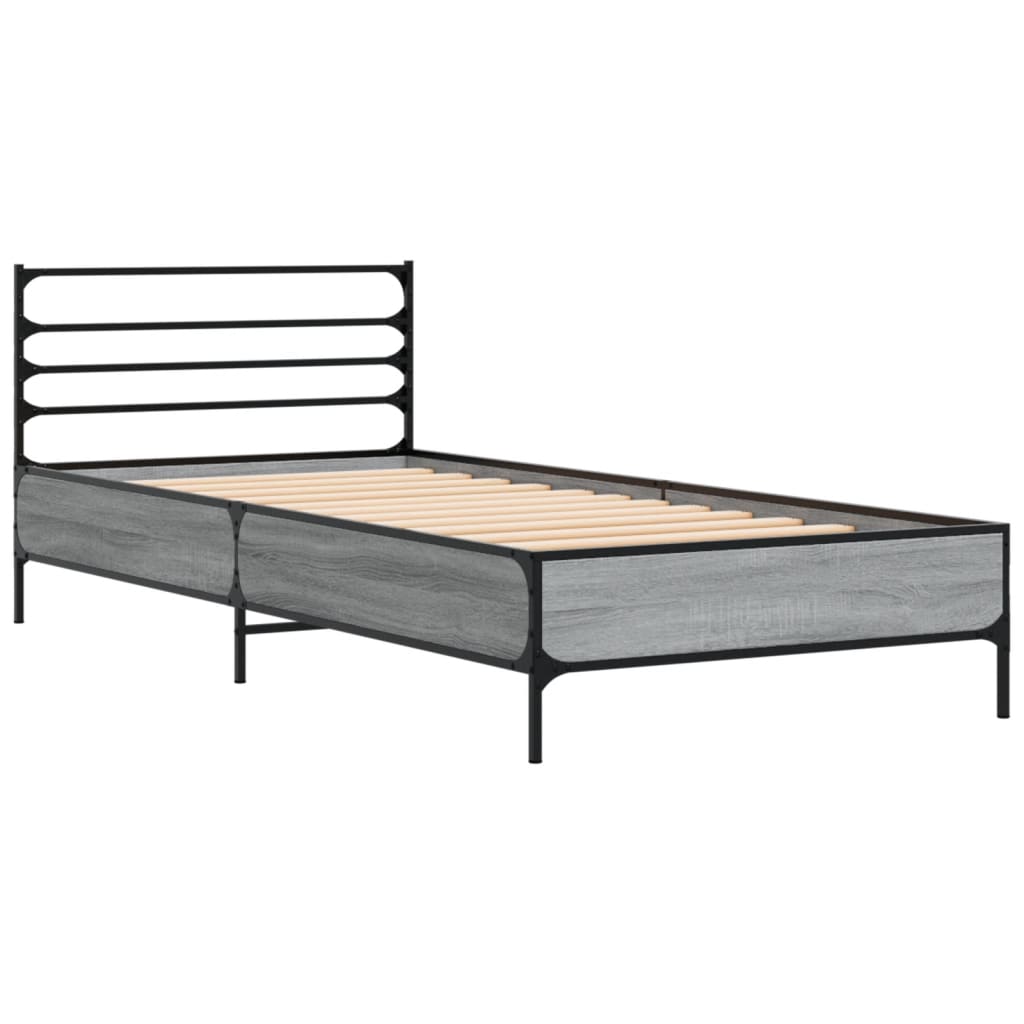 Okvir za krevet boja hrasta 75x190 cm konstruirano drvo i metal