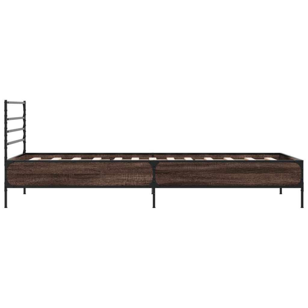 Okvir za krevet smeđi hrast 75x190 cm konstruirano drvo i metal