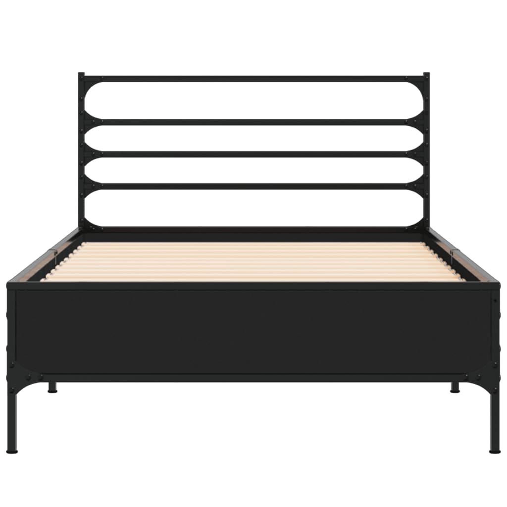 Okvir za krevet crni 90 x 190 cm od konstruirano drvo i metal