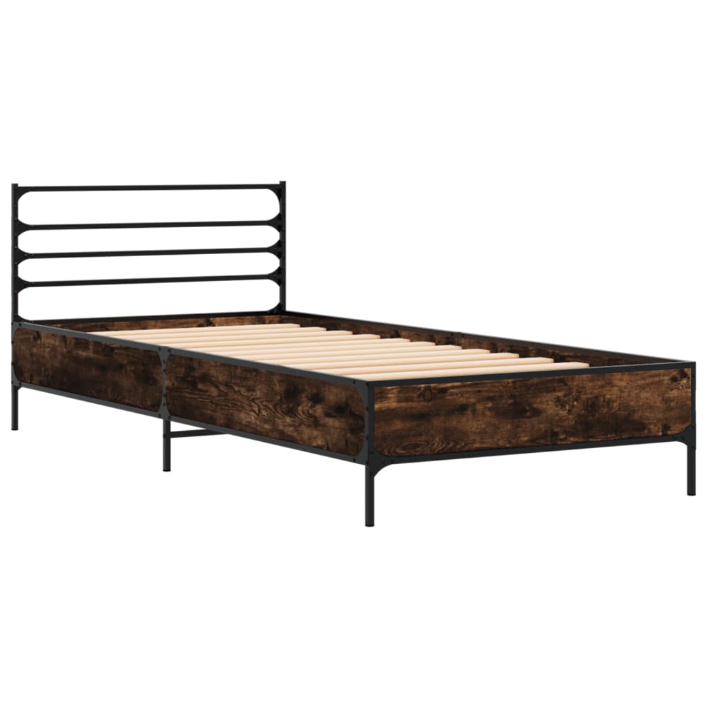Okvir krevet boja hrasta 90 x 190 cm konstruirano drvo i metal