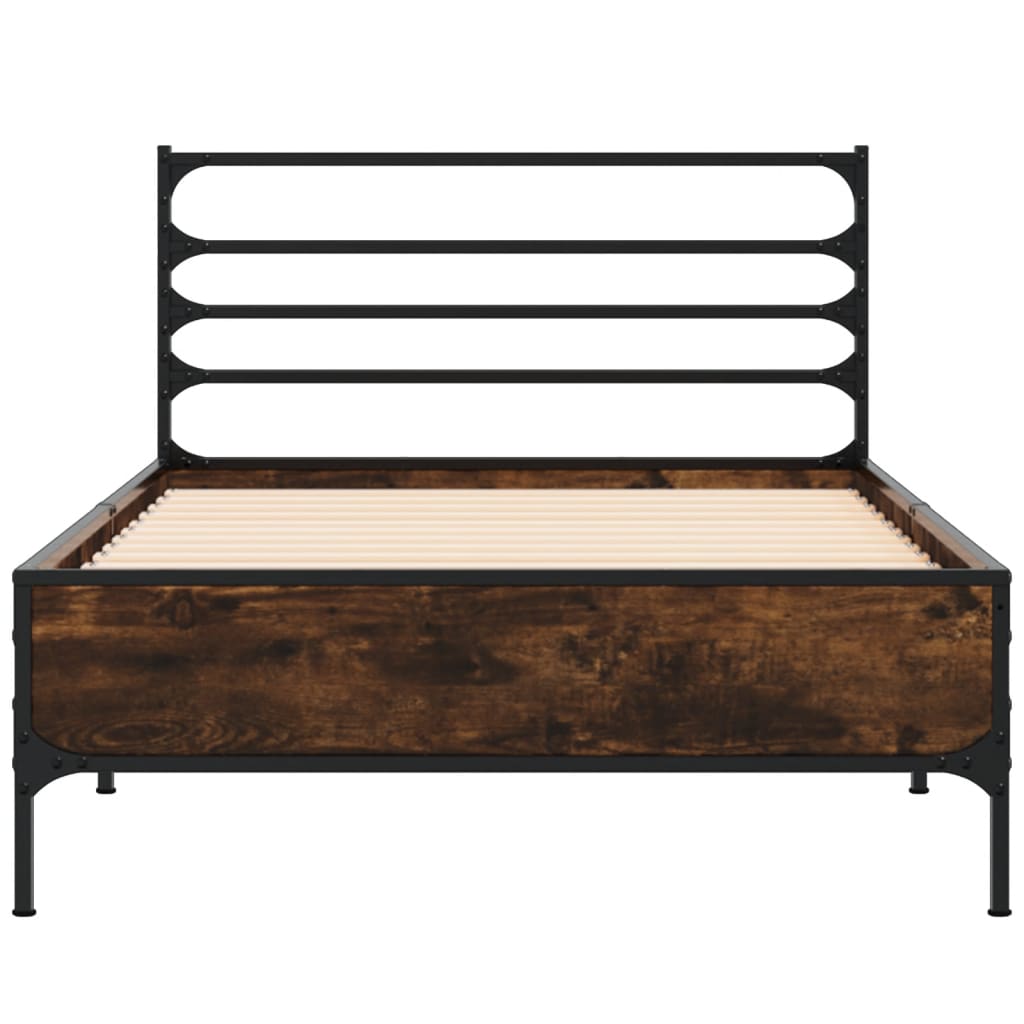 Okvir krevet boja hrasta 90 x 190 cm konstruirano drvo i metal