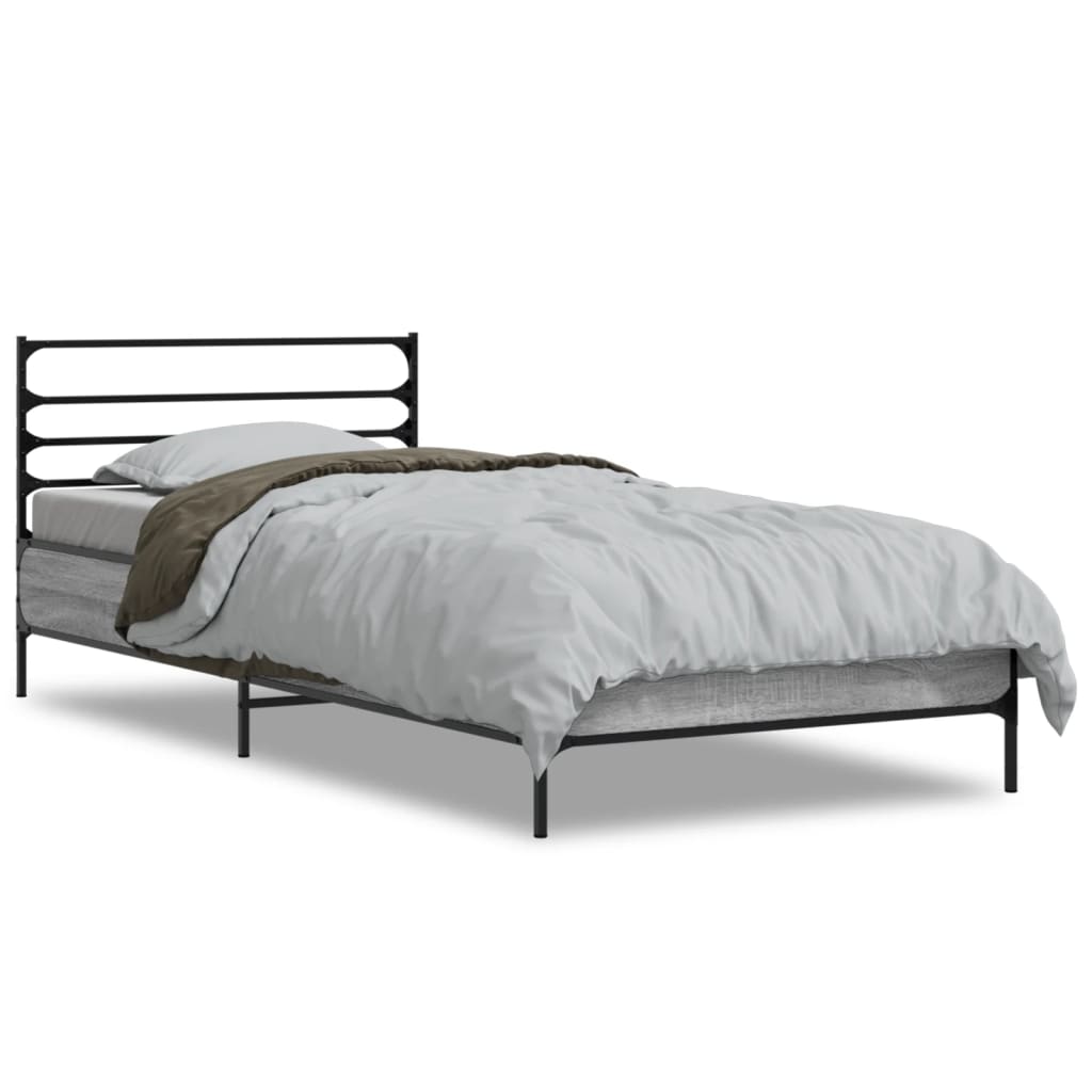 Okvir kreveta boja hrasta 90 x 190 cm konstruirano drvo i metal