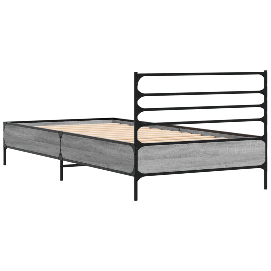 Okvir kreveta boja hrasta 90 x 190 cm konstruirano drvo i metal
