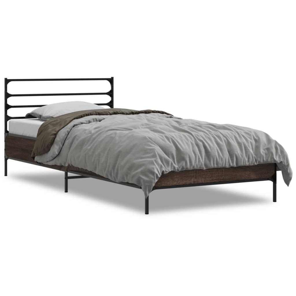 Okvir za krevet smeđi hrast 90x190 cm konstruirano drvo i metal