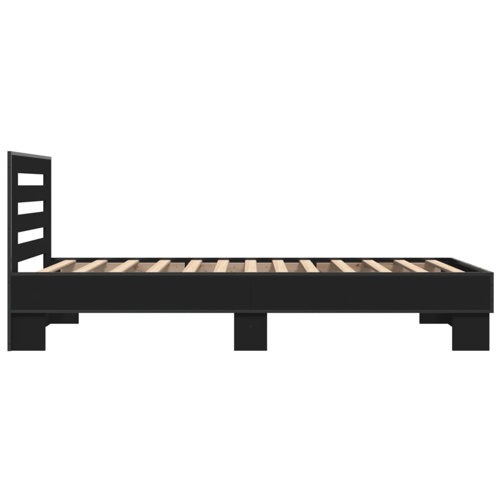 Okvir za krevet crni 100x200 cm konstruirano drvo i metal