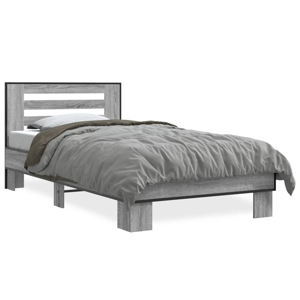Okvir za krevet boja hrasta 100x200cm konstruirano drvo i metal
