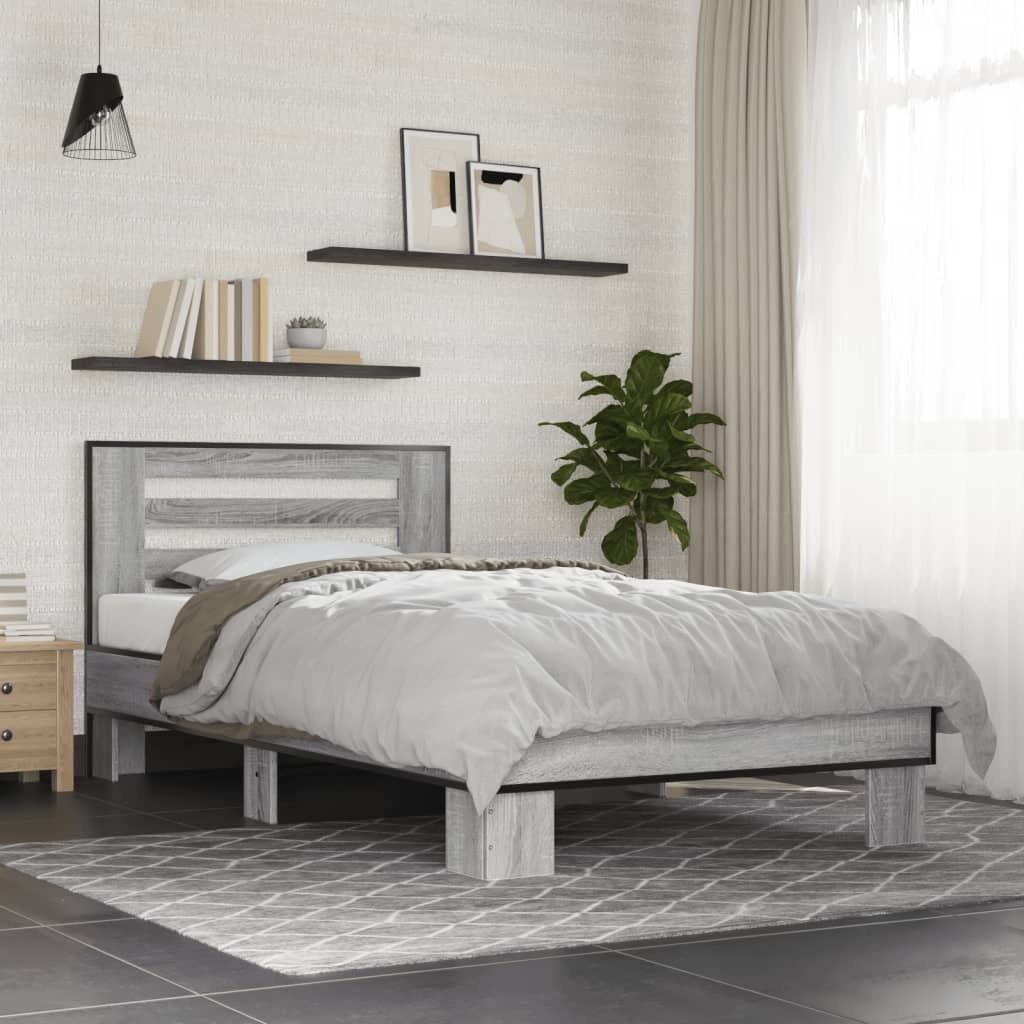 Okvir za krevet boja hrasta 100x200cm konstruirano drvo i metal