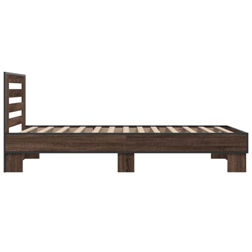 Okvir za krevet smeđi hrast 100x200cm konstruirano drvo i metal