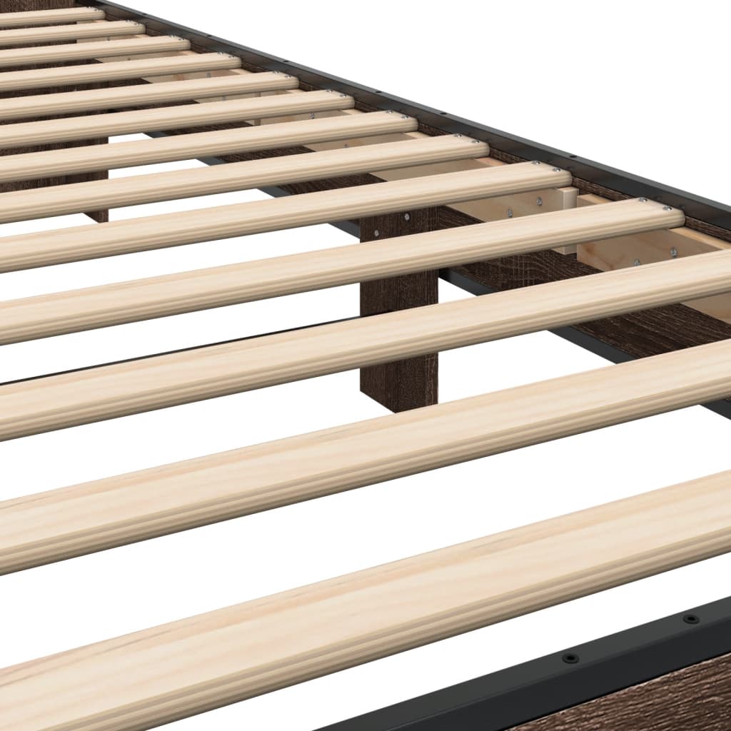 Okvir za krevet smeđi hrast 100x200cm konstruirano drvo i metal