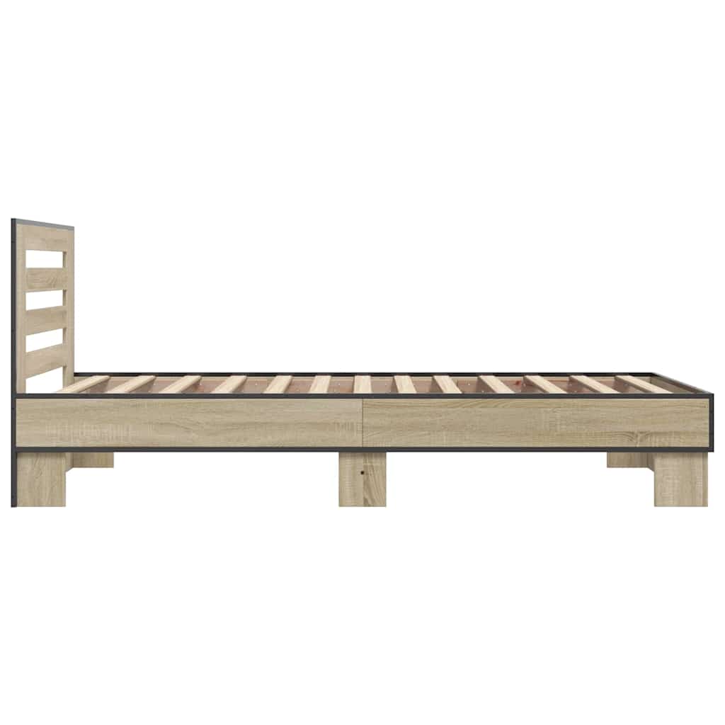 Okvir za krevet boja hrasta 75x190 cm konstruirano drvo i metal