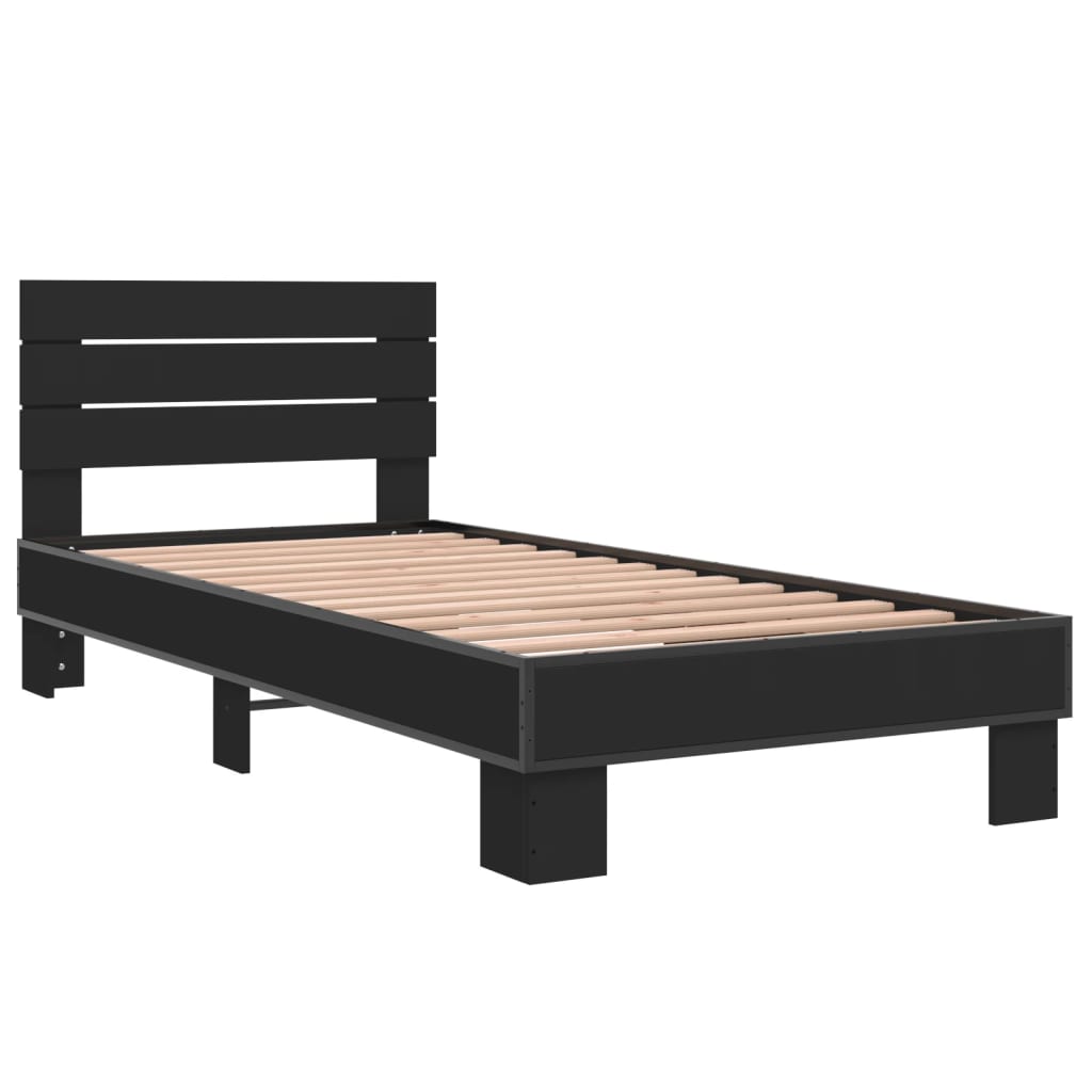 Okvir kreveta crni 90 x 200 cm konstruirano drvo i metal