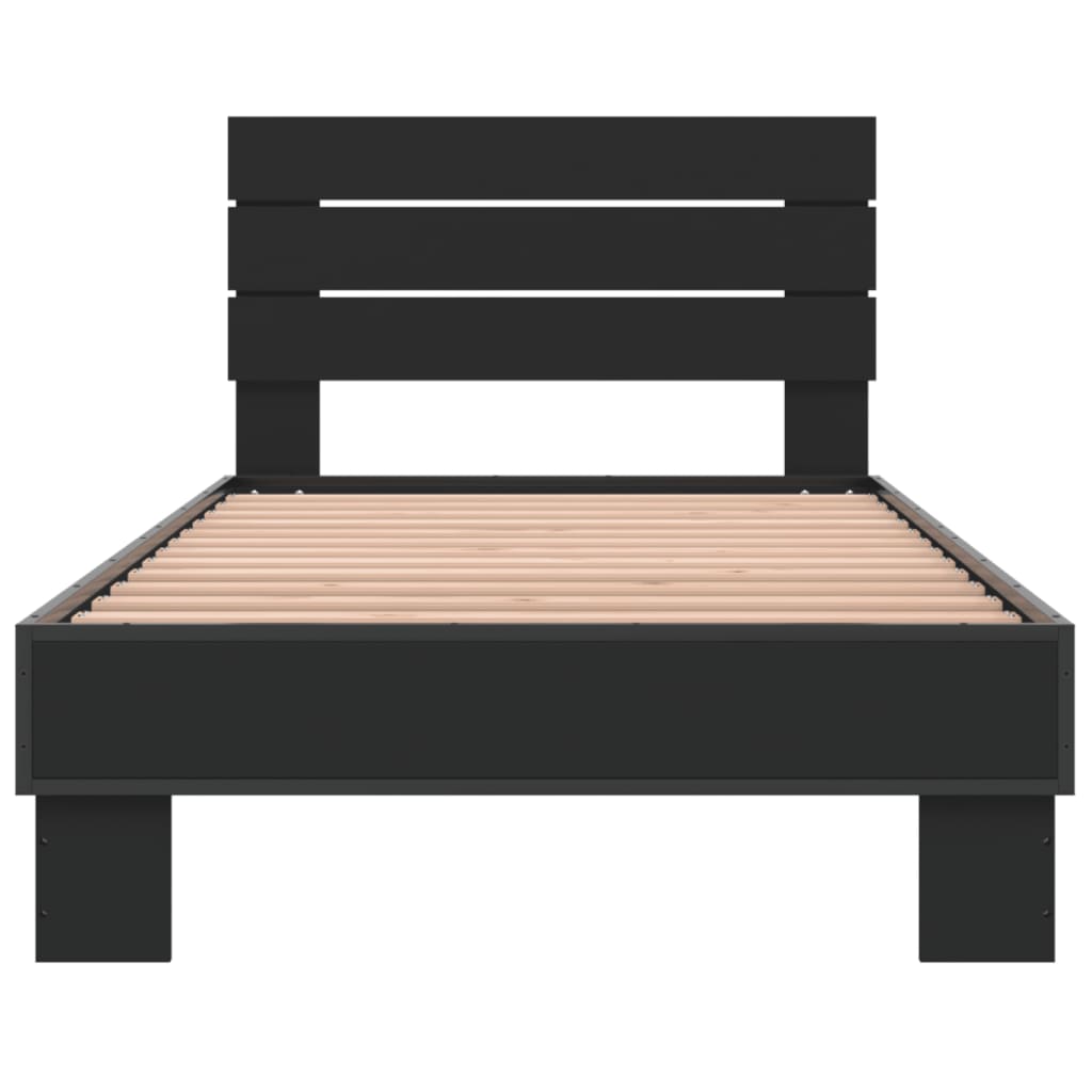 Okvir kreveta crni 90 x 200 cm konstruirano drvo i metal