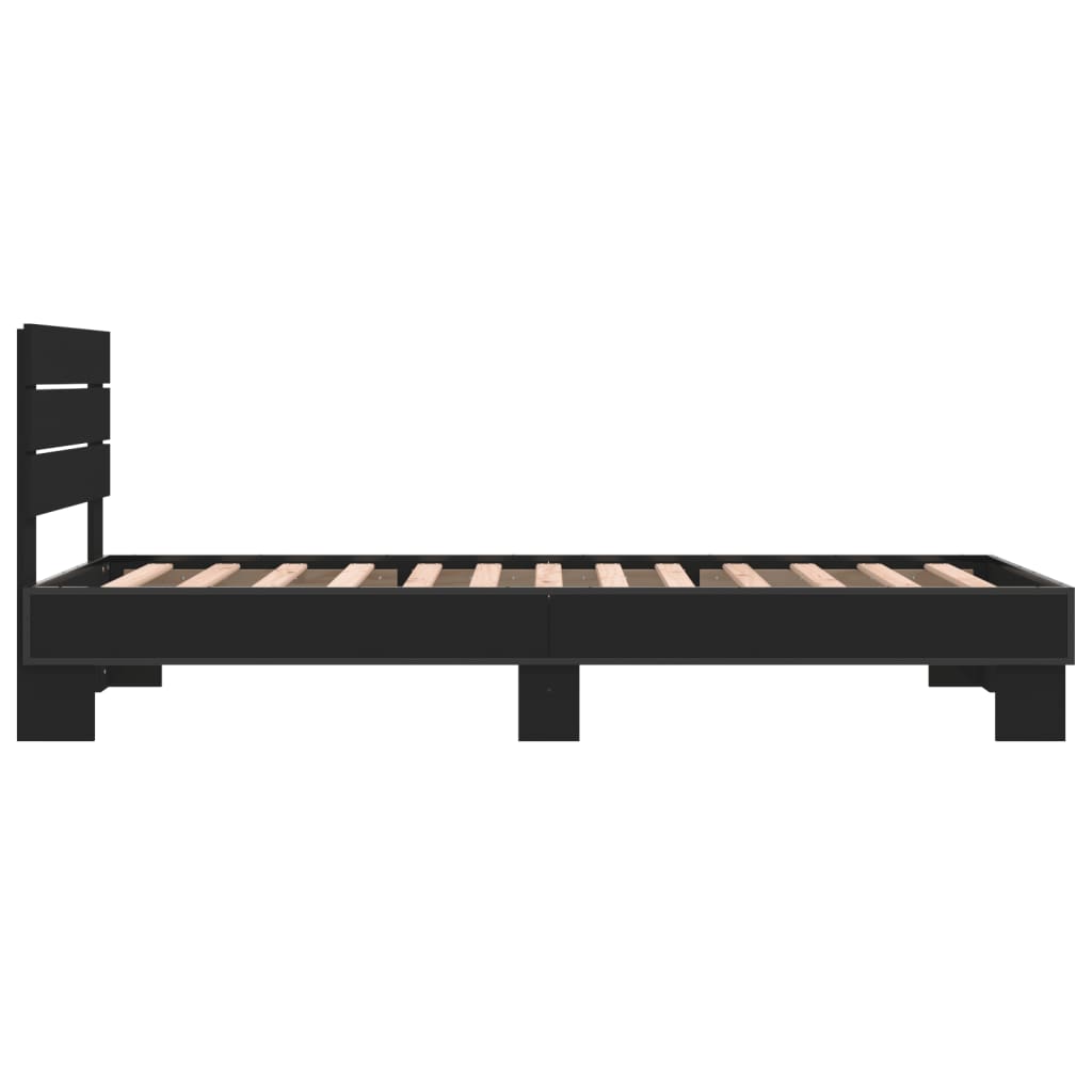 Okvir kreveta crni 90 x 200 cm konstruirano drvo i metal