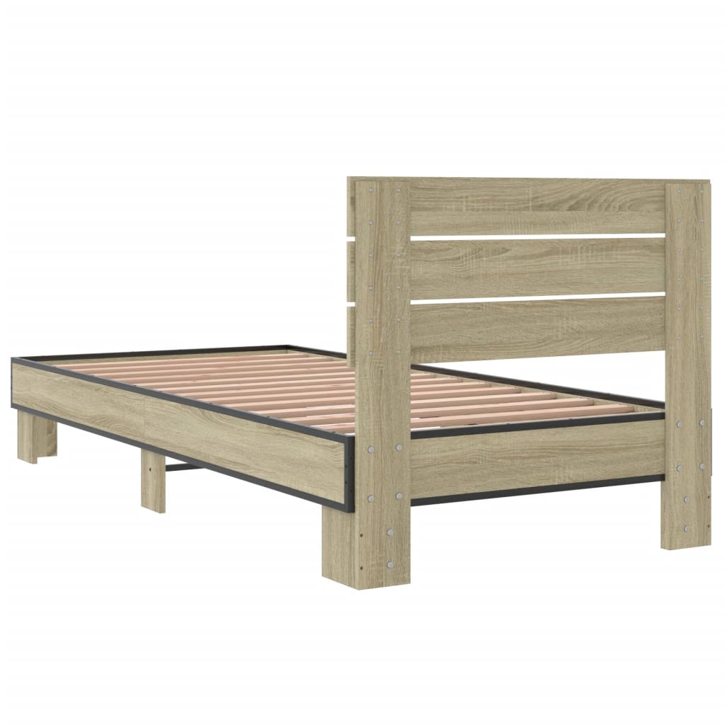 Okvir za krevet boja hrasta 90x200 cm konstruirano drvo i metal