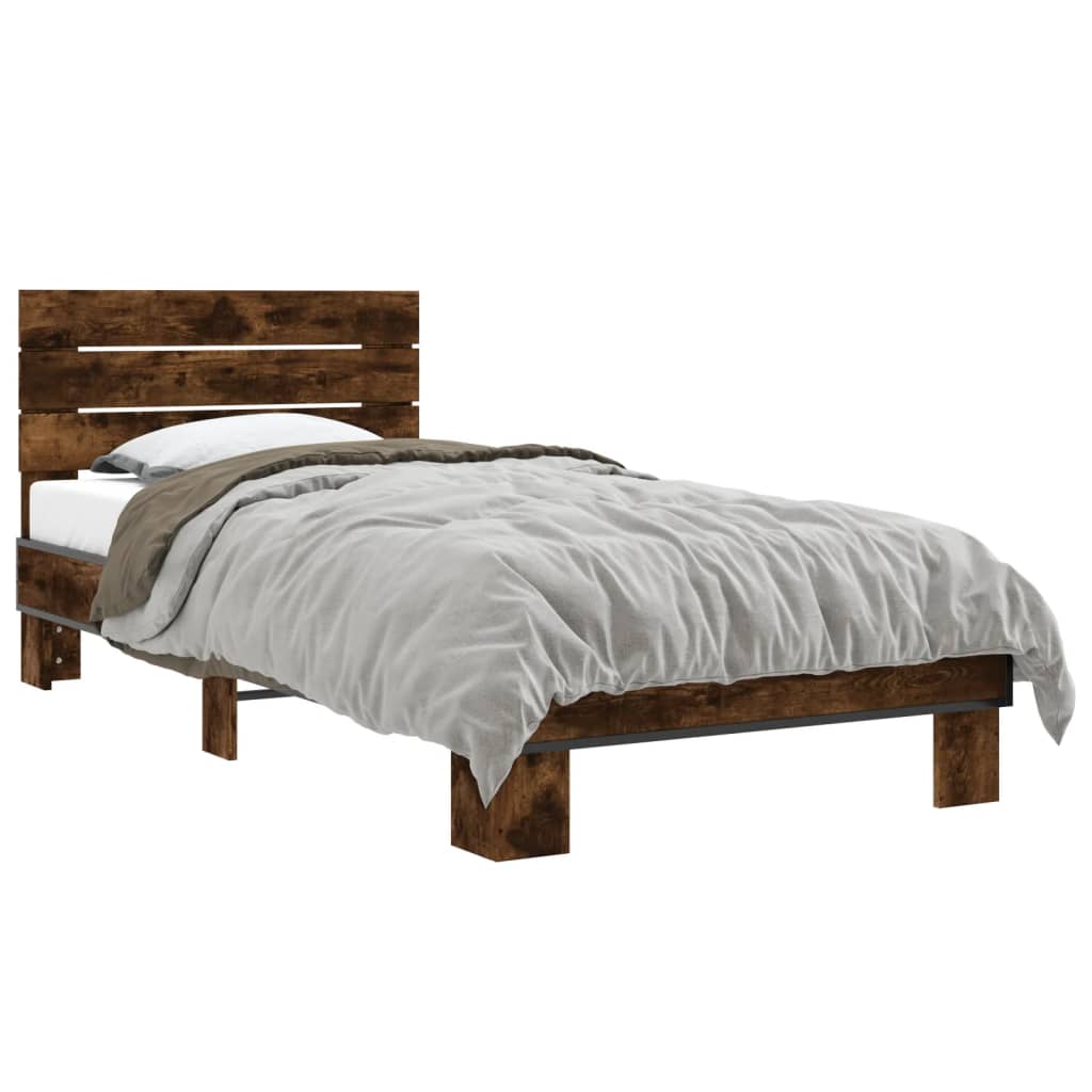 Okvir za krevet boja hrasta 90x200 cm konstruirano drvo i metal