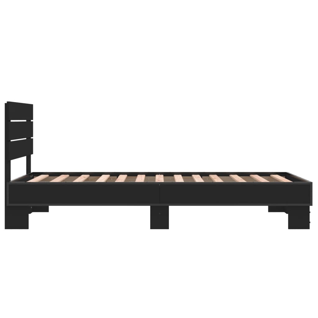 Okvir za krevet crni 75 x 190 cm od konstruiranog drvo i metal