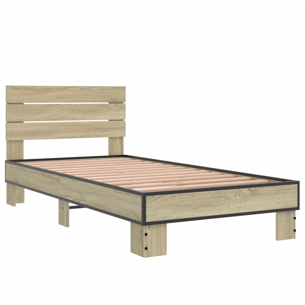 Okvir za krevet boja hrasta 90x190 cm konstruirano drvo i metal