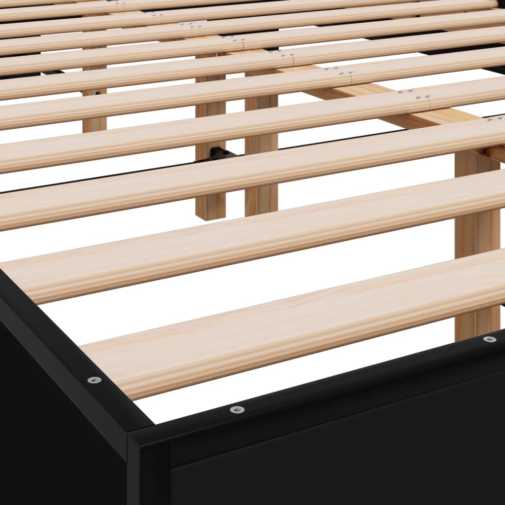 Okvir kreveta crni 120 x 200 cm od konstruiranog drvo i metal