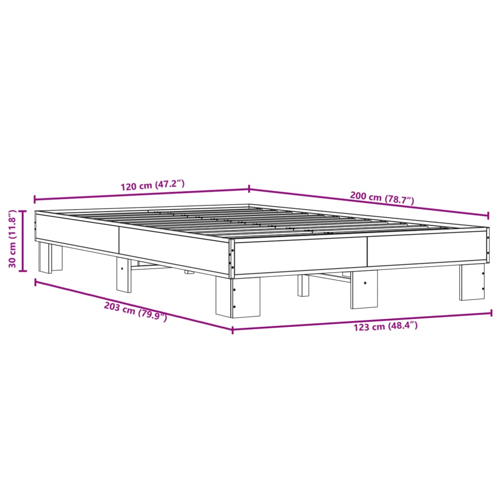 Okvir kreveta crni 120 x 200 cm od konstruiranog drvo i metal