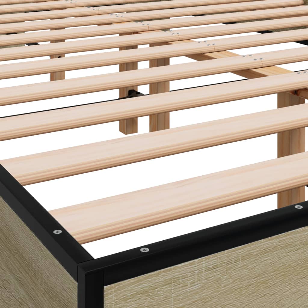 Okvir kreveta boja hrasta 120x200 cm konstruirano drvo i metal