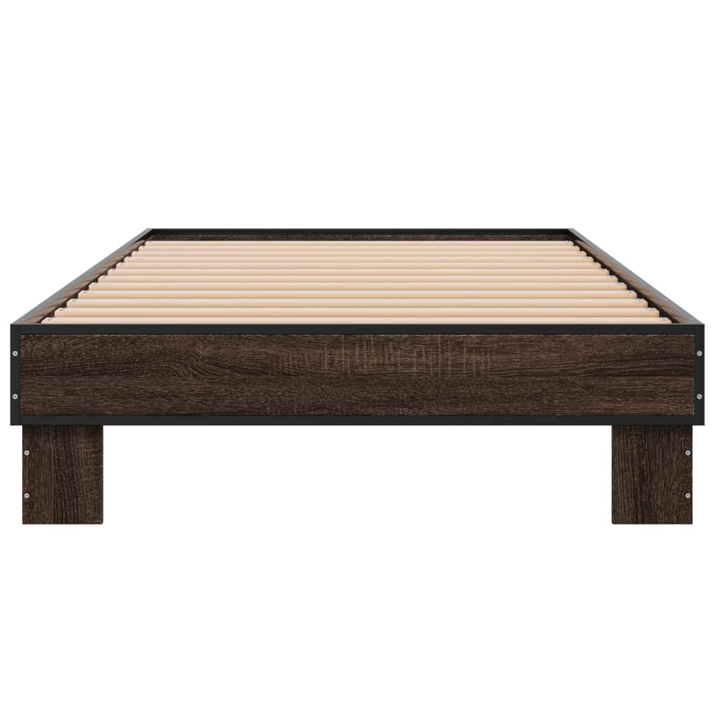 Okvir za krevet smeđi hrast 100x200cm konstruirano drvo i metal