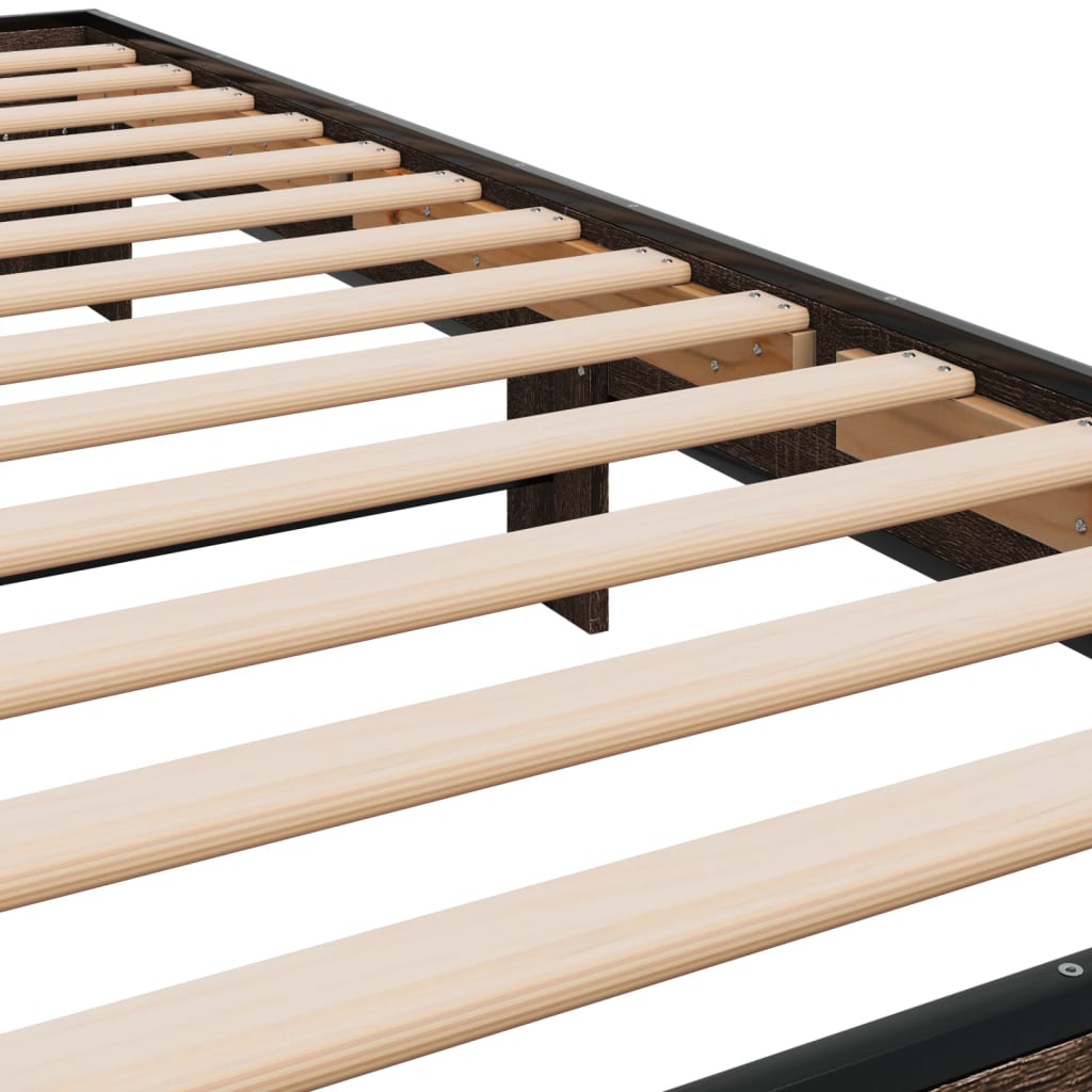 Okvir za krevet smeđi hrast 100x200cm konstruirano drvo i metal