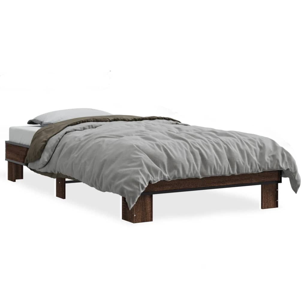 Okvir za krevet smeđi hrast 90x190 cm konstruirano drvo i metal