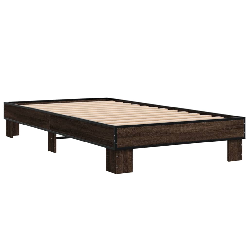 Okvir za krevet smeđi hrast 90x190 cm konstruirano drvo i metal