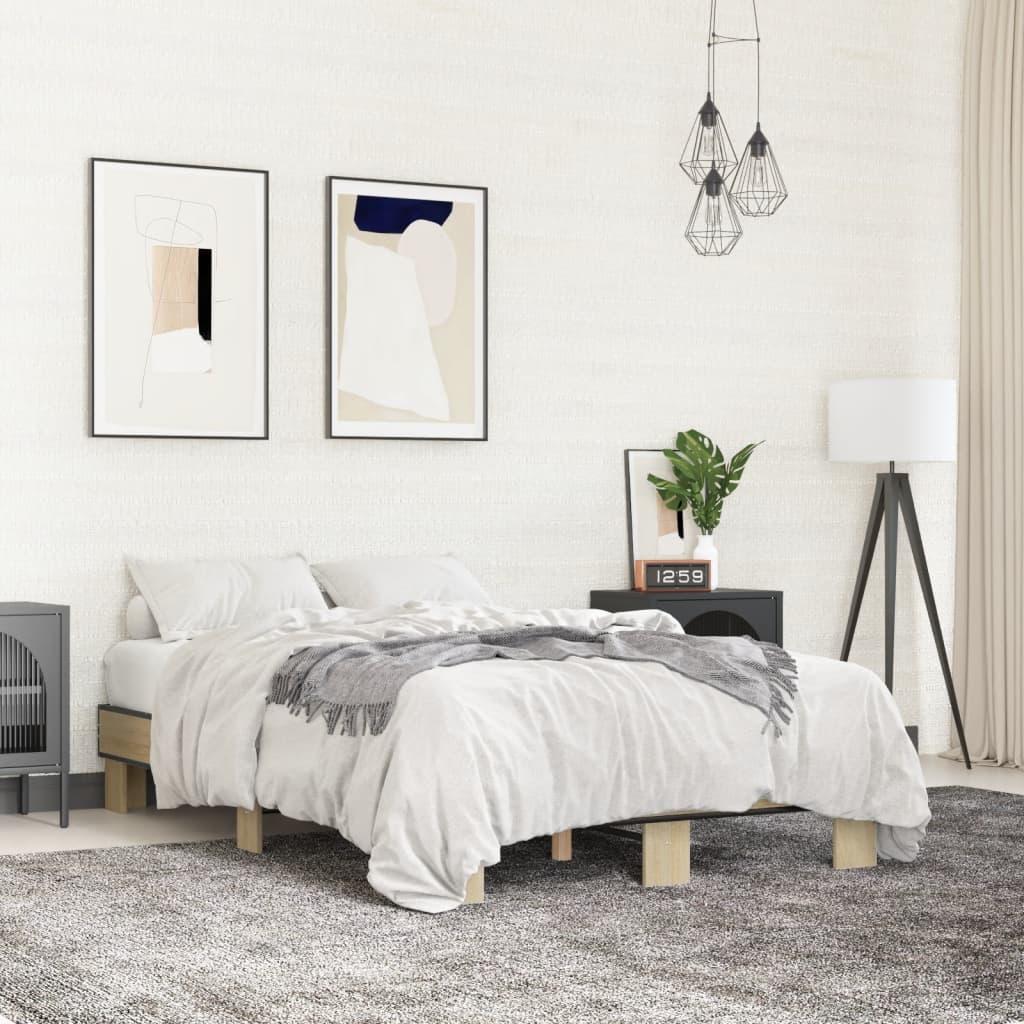Okvir za krevet boja hrasta 120x190cm konstruirano drvo i metal