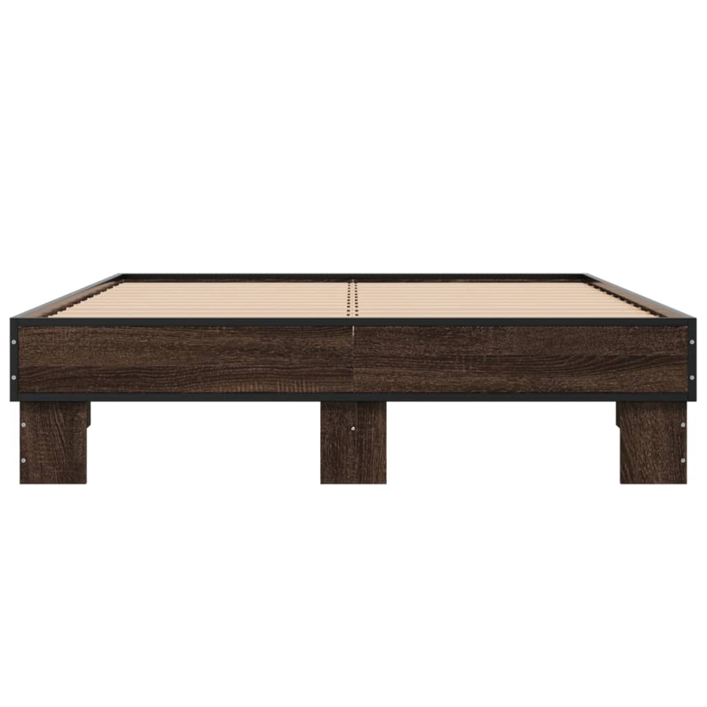 Okvir za krevet smeđi hrast 135x190cm konstruirano drvo i metal