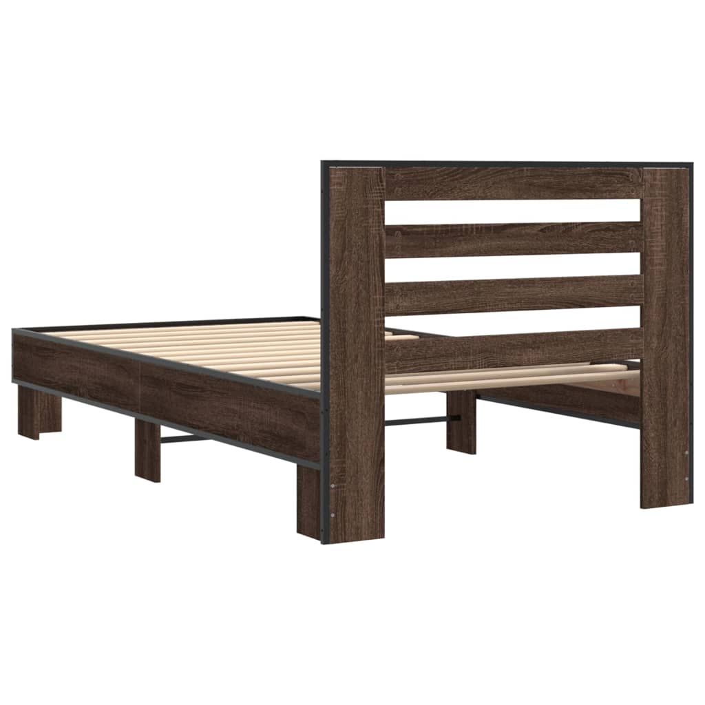 Okvir za krevet smeđi hrast 90x190 cm konstruirano drvo i metal