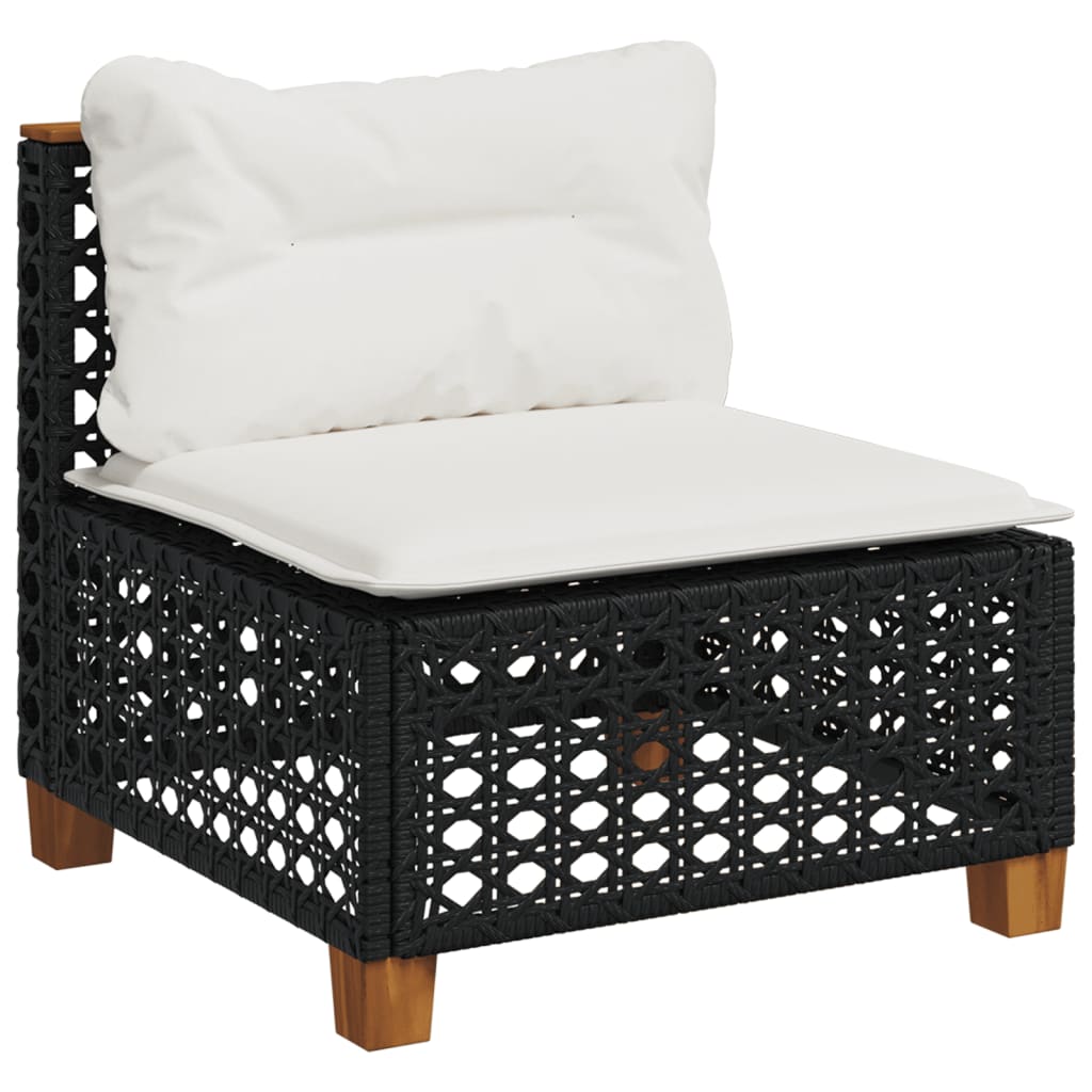 6-dijelni set vrtnih sofa s jastucima crni od poliratana Crna 55 x 55 x 36 cm