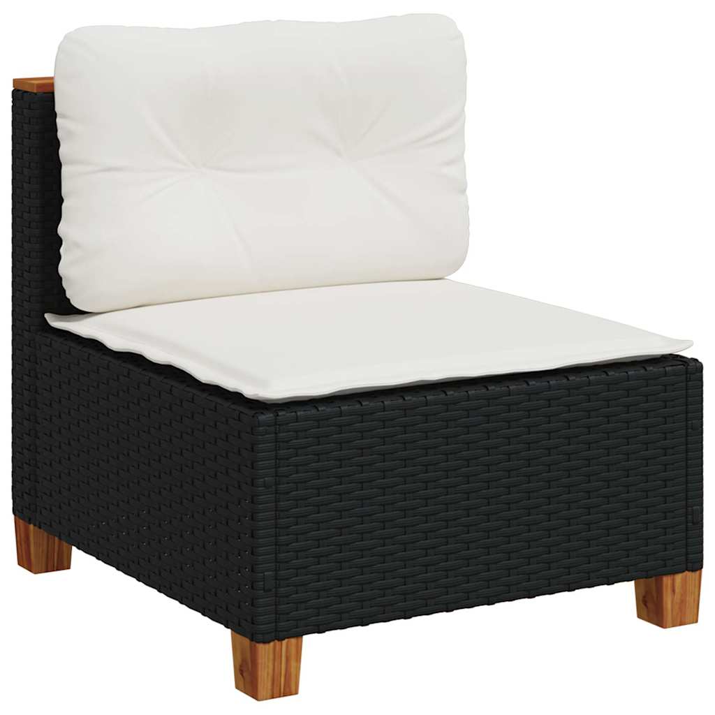 4-dijelni set vrtnih sofa od poliratana s jastucima crni