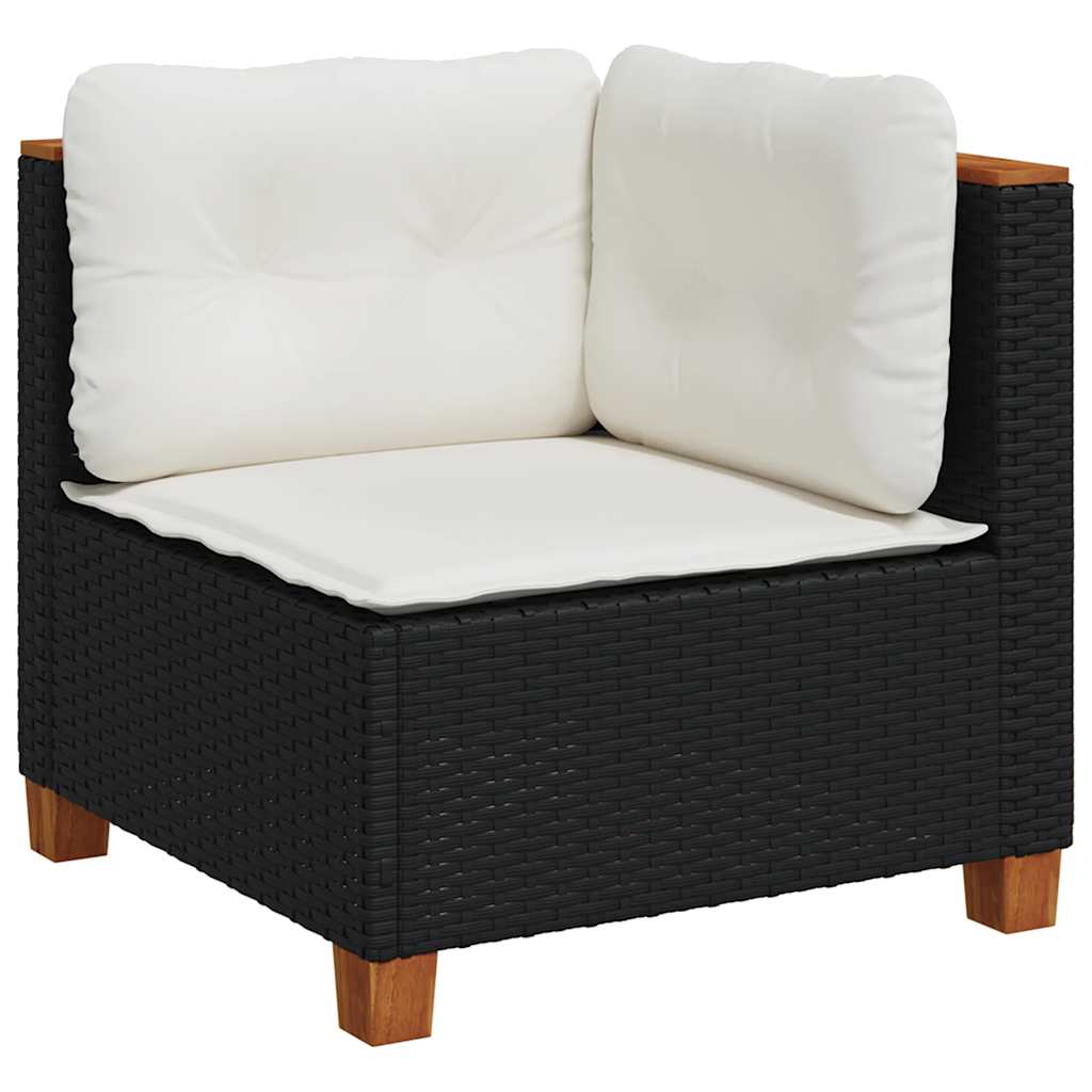 4-dijelni set vrtnih sofa od poliratana s jastucima crni