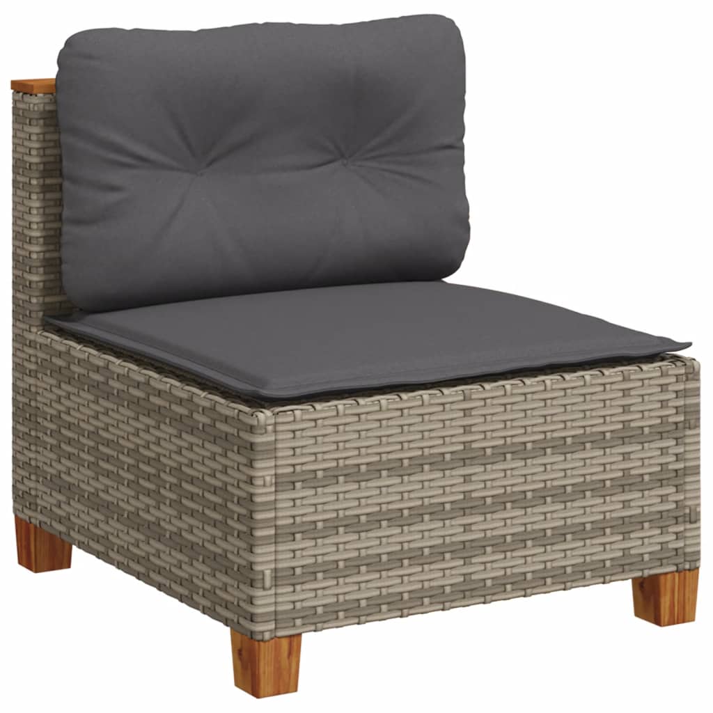 4-dijelni set vrtnih sofa od poliratana s jastucima sivi