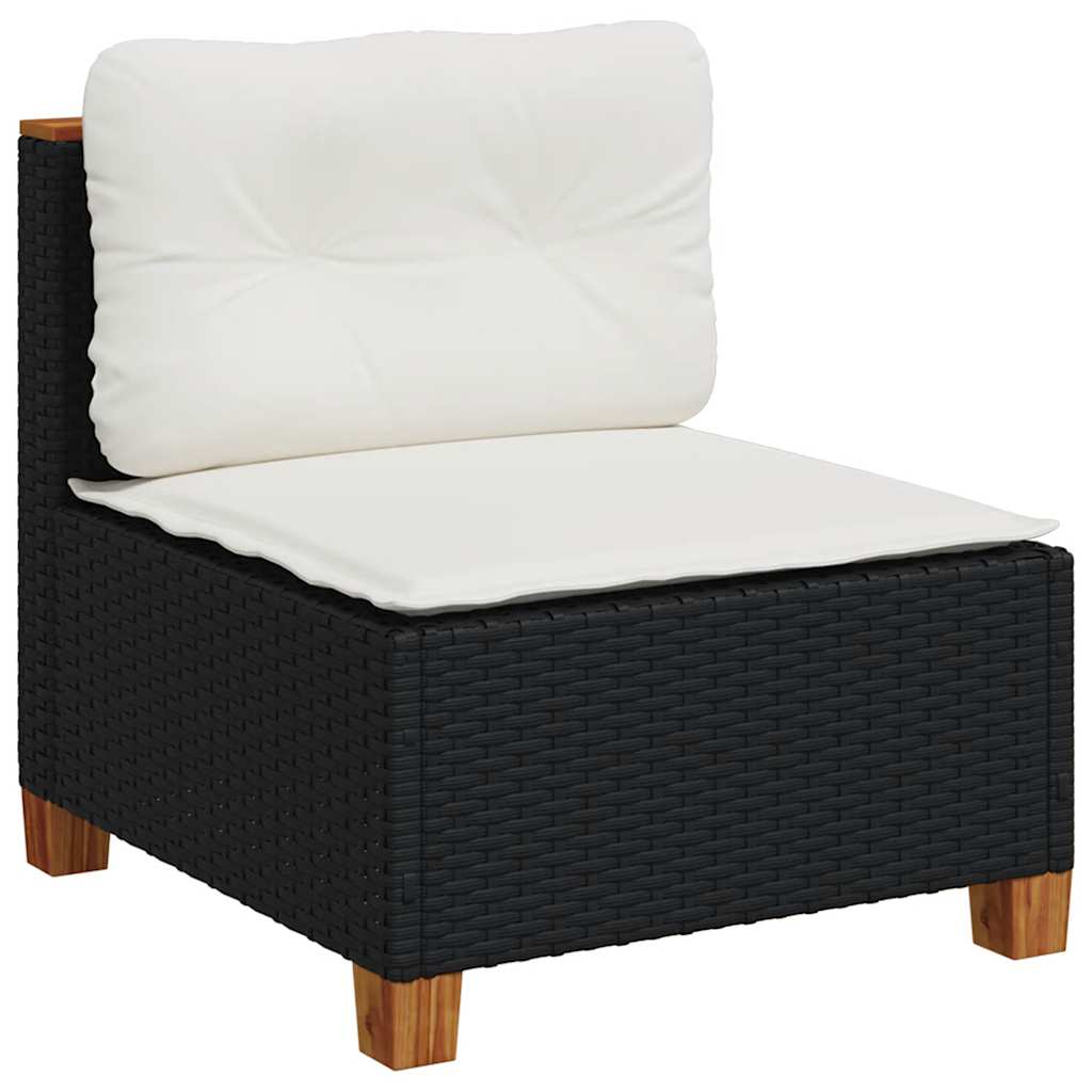 6-dijelni set vrtnih sofa s jastucima crni od poliratana Crna 63.5 x 63.5 x 62 cm