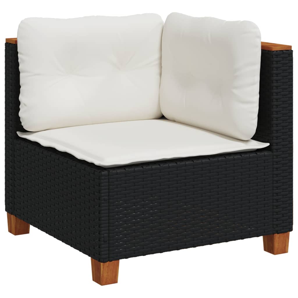 6-dijelni set vrtnih sofa s jastucima crni od poliratana Crna 63.5 x 63.5 x 62 cm