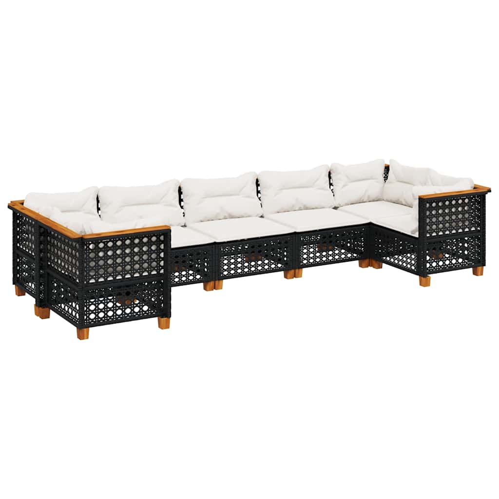 7-dijelni set vrtnih sofa od poliratana s jastucima crni Crna 63.5 x 63.5 x 62 cm