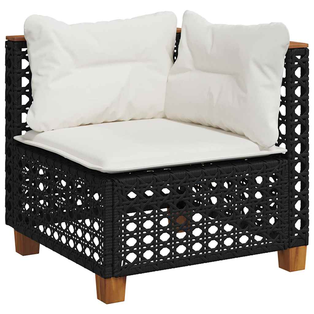 7-dijelni set vrtnih sofa od poliratana s jastucima crni Crna 63.5 x 63.5 x 62 cm