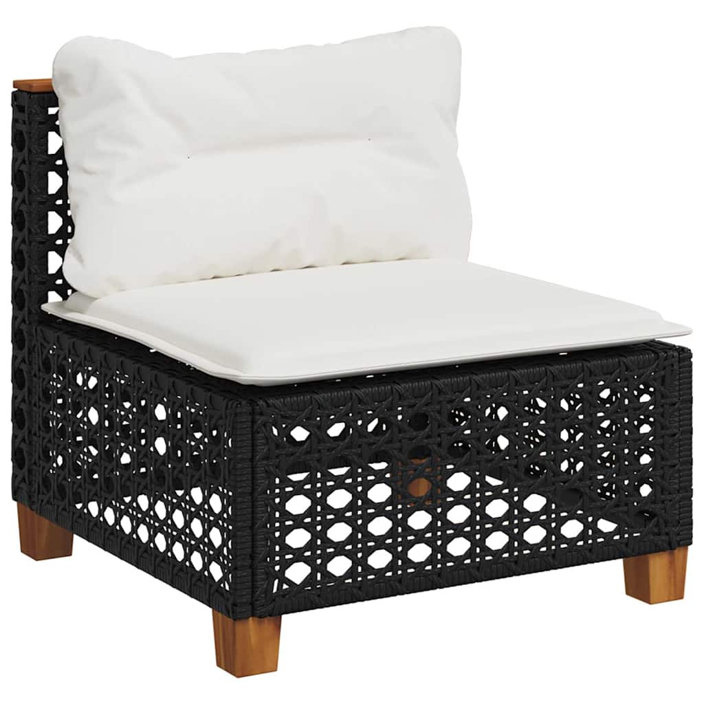 7-dijelni set vrtnih sofa od poliratana s jastucima crni Crna 63.5 x 63.5 x 62 cm