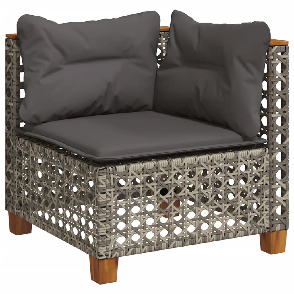 10-dijelni set vrtnih sofa od poliratana s jastucima sivi Siva 55 x 55 x 36 cm