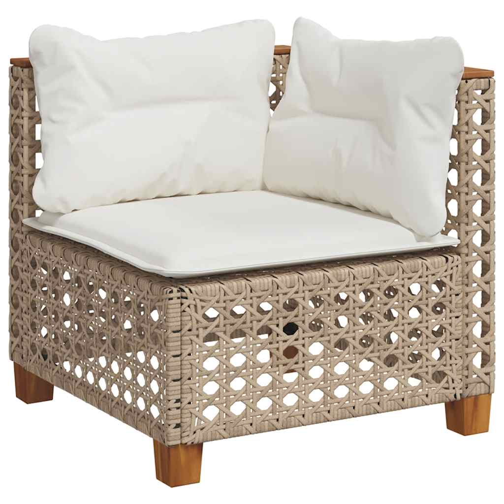 10-dijelni set vrtnih sofa s jastucima bež od poliratana 55 x 55 x 36 cm