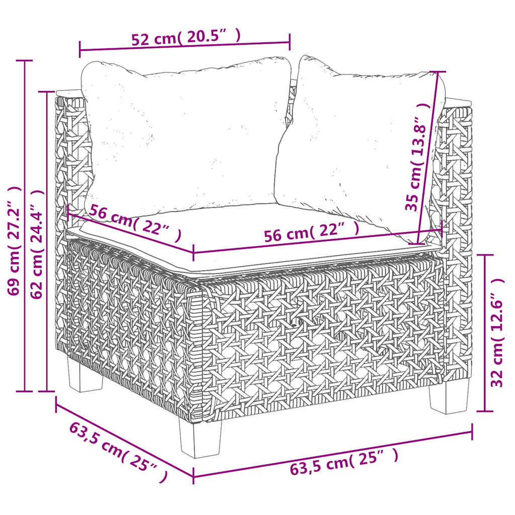 10-dijelni set vrtnih sofa s jastucima bež od poliratana 55 x 55 x 36 cm