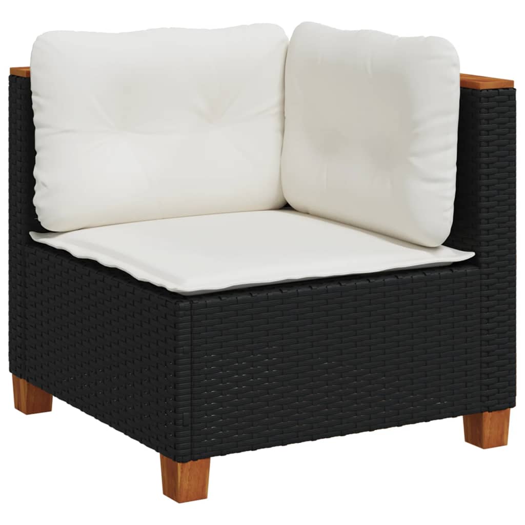 10-dijelni set vrtnih sofa s jastucima crni od poliratana Crna 63.5 x 63.5 x 62 cm