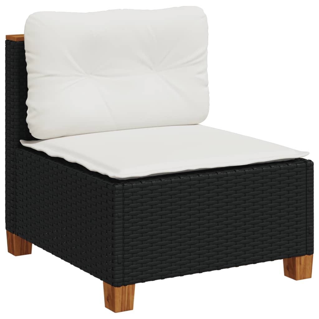 10-dijelni set vrtnih sofa s jastucima crni od poliratana Crna 63.5 x 63.5 x 62 cm