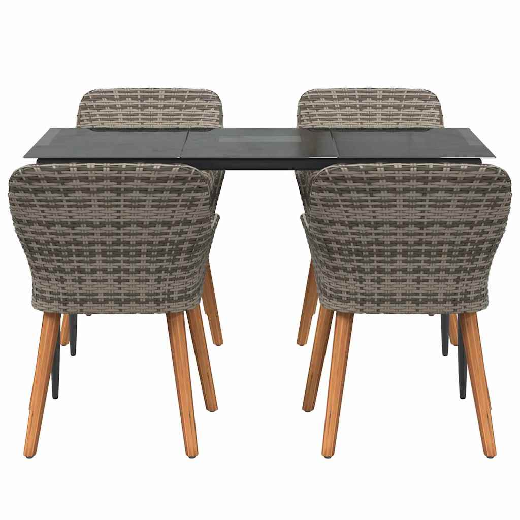 Vrtni set za objed s jastukom 5 pcs Siva poliratan
