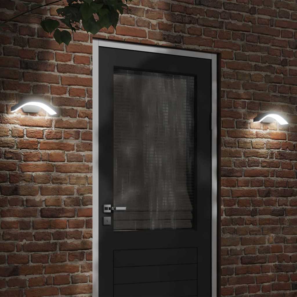 Vanjske LED zidne svjetiljke 2 kom crne od lijevanog aluminija